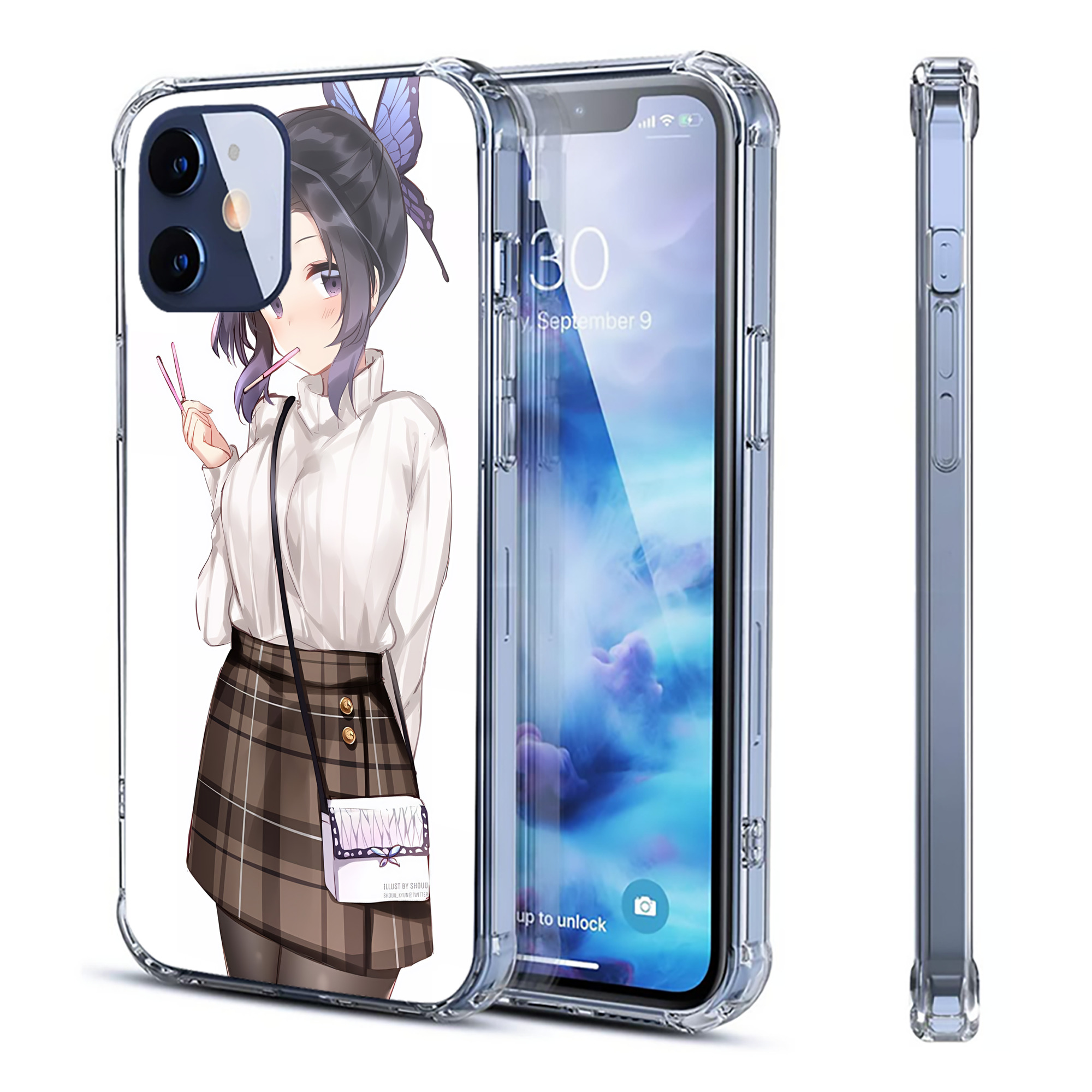 （画像用） 鬼滅の刃（きめつのやいば）蟲柱-胡蝶 しのぶ／こちょう しのぶ Kochou Shinobu 【iPhone 12シリーズ対応】透明スマホケース（クリアソフトケース）